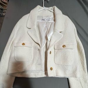 Zara white and gold blazer